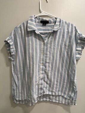 Sanctuary Light Blue and White Striped Button-Up Top